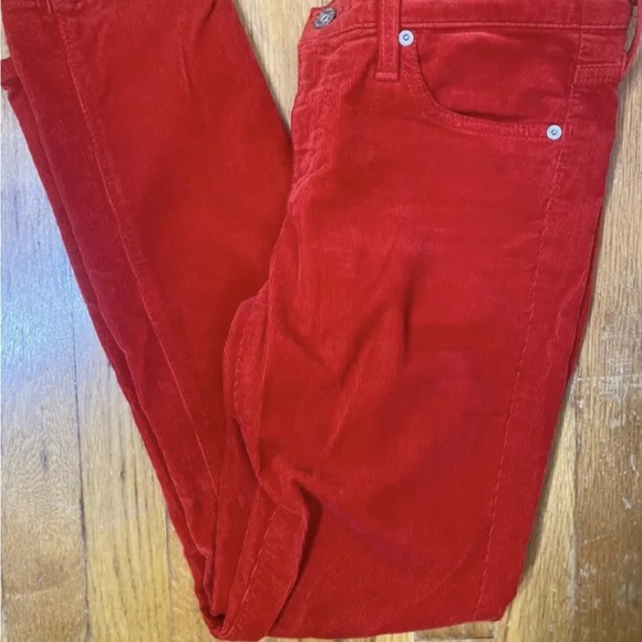 AG Adriano Goldschmied (26R) Red Cords Slim Straight Leg The Stevie Ankle Pants - Picture 2 of 6